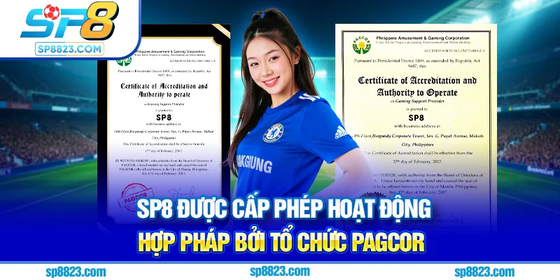 Sp8 được cấp phép hoạt động hợp pháp bởi tổ chức PAGCOR